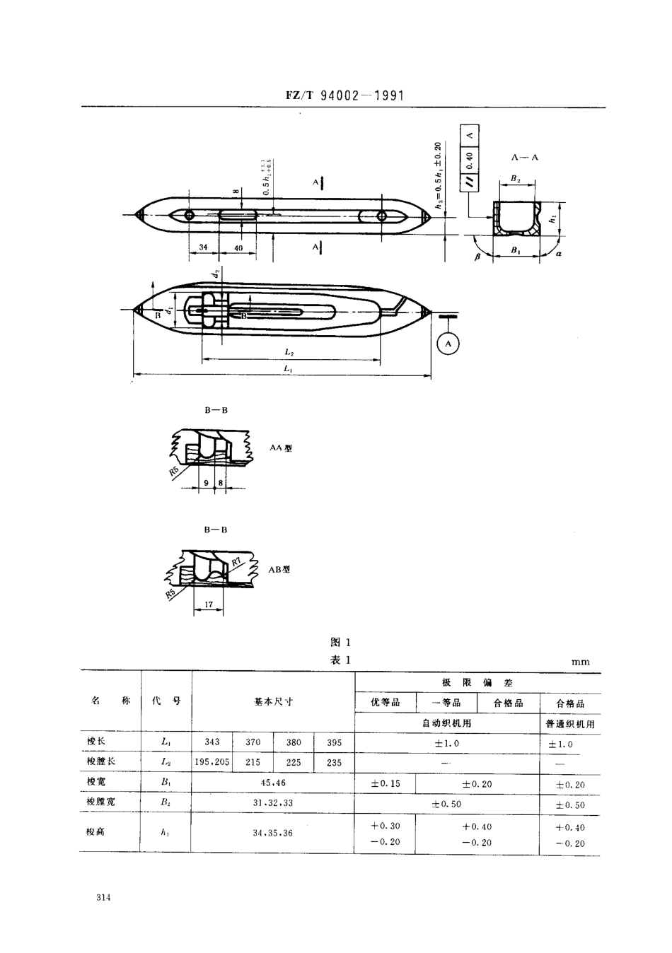 【纺织行业标准】FZT 94002-1991 换梭式木质梭子.pdf_第2页