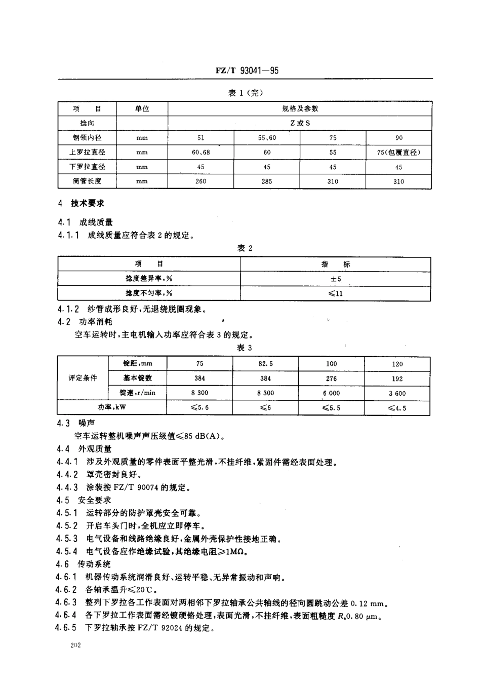 【纺织行业标准】FZT 93041-1995 毛纺环锭捻线机.pdf_第2页