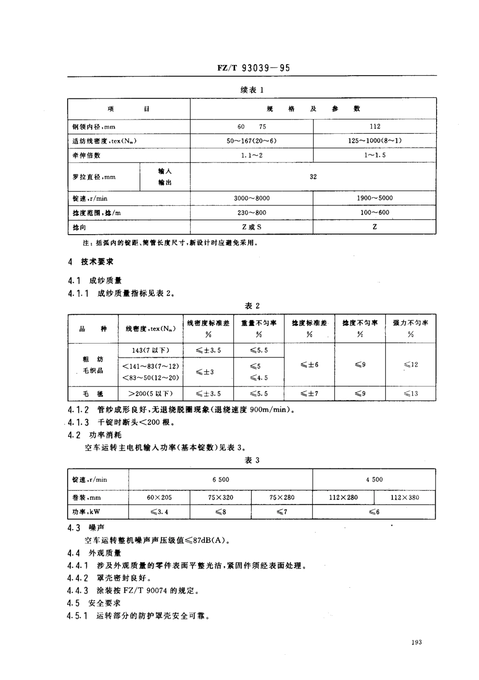 【纺织行业标准】FZT 93039-1995 粗梳毛纺环锭细纱机.pdf_第2页