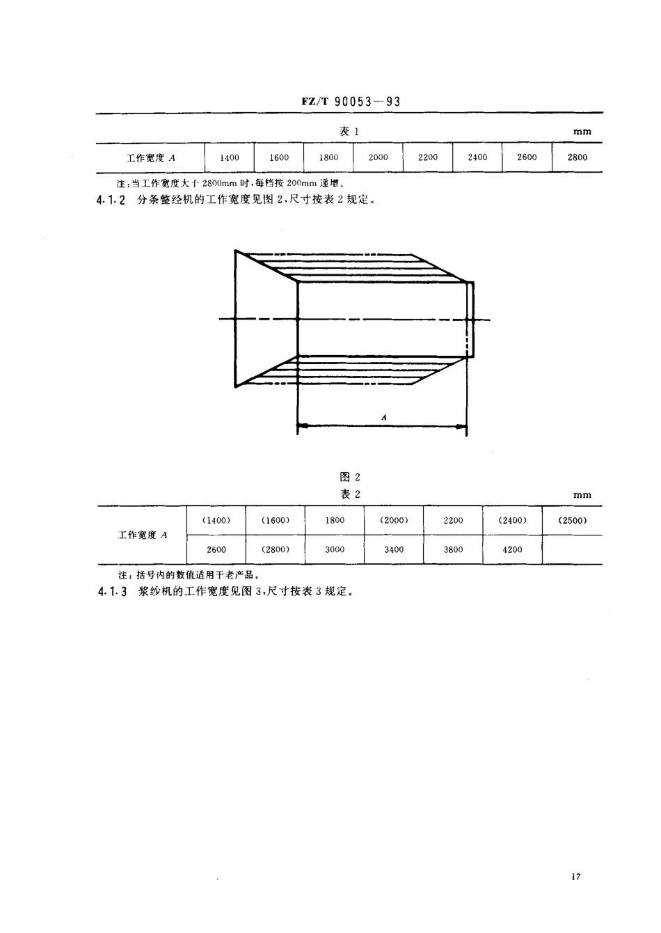【纺织行业标准】FZT 90053-1993 织造准备和整理机器宽度.pdf_第2页