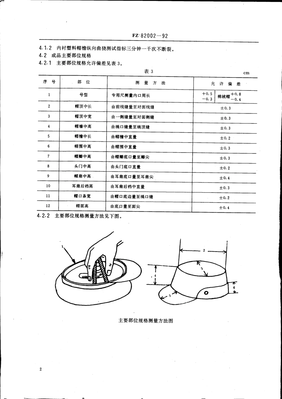 FZ 82002-1992 缝制帽.pdf_第3页