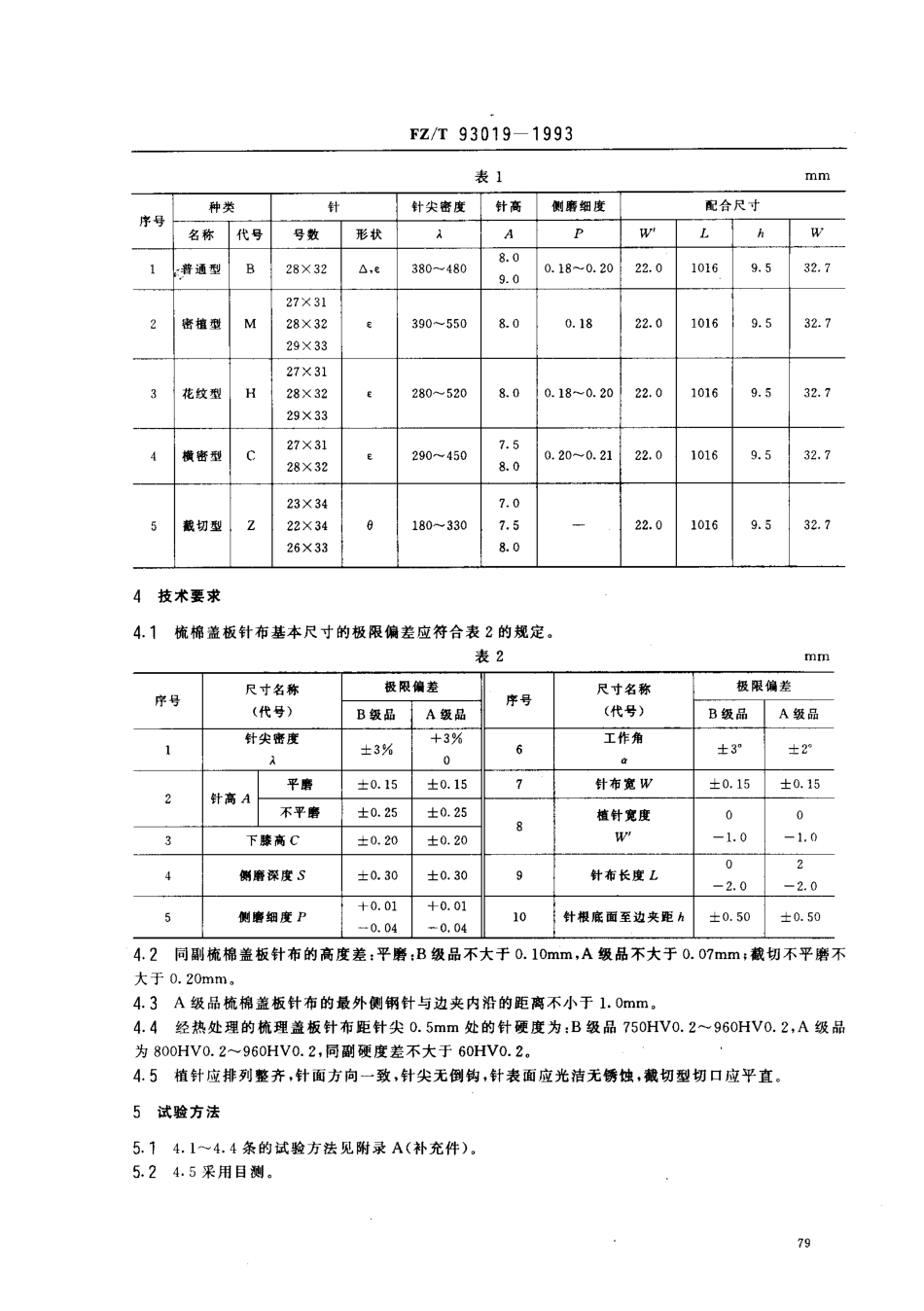 【纺织行业标准】FZT 93019-1993 梳棉用盖板针布.pdf_第2页