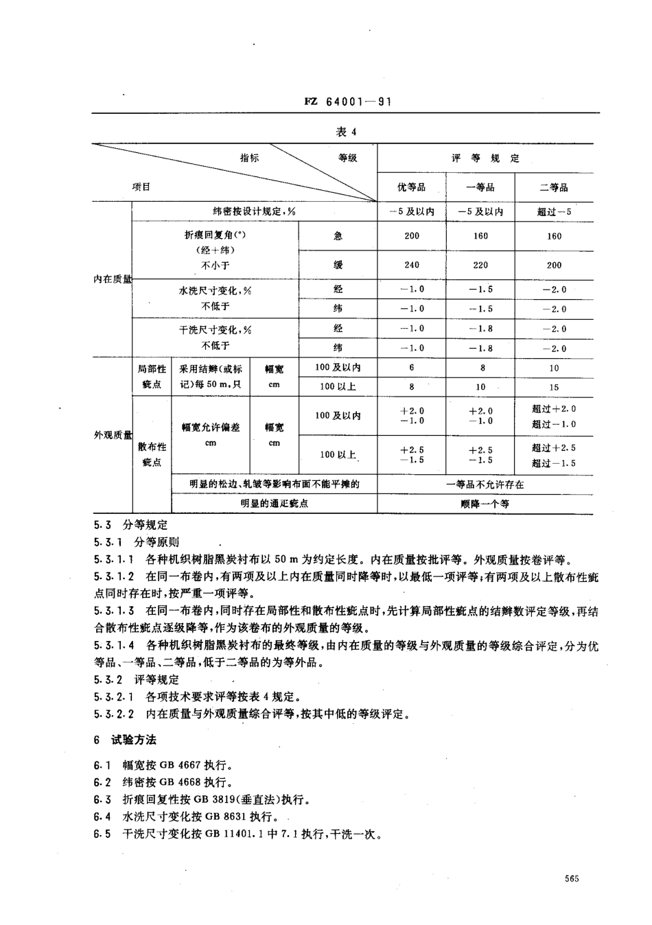 FZ 64001-1991 机织树脂黑炭衬布.pdf_第3页