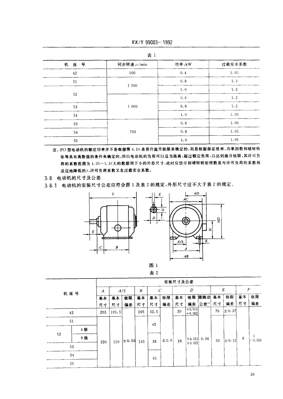 FZT 99003-1992 纺织用FO系列三相异步电动机.pdf_第2页