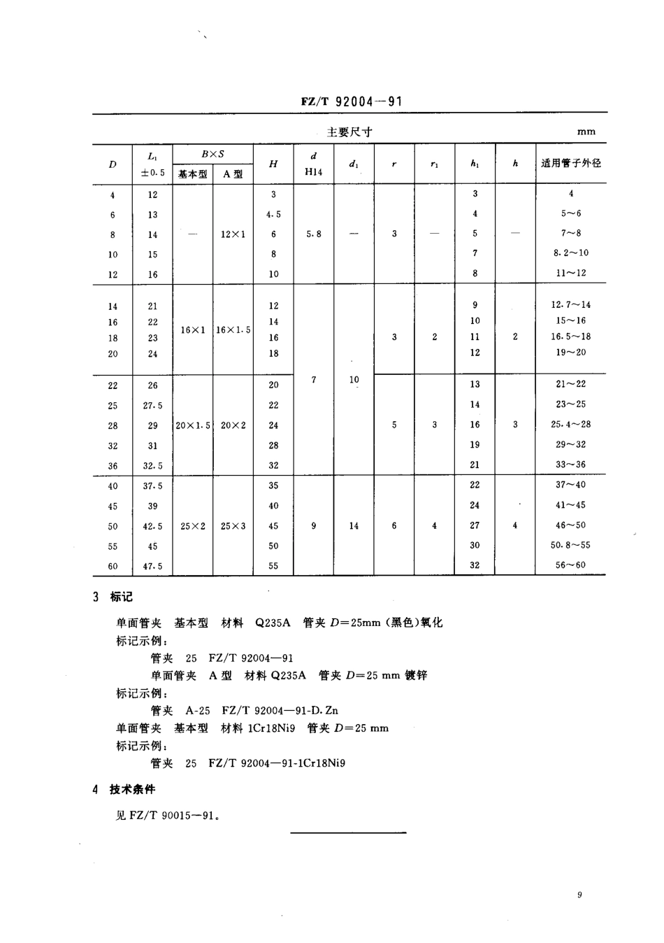 【纺织行业标准】FZT 92004-1991 单面管夹.PDF_第2页
