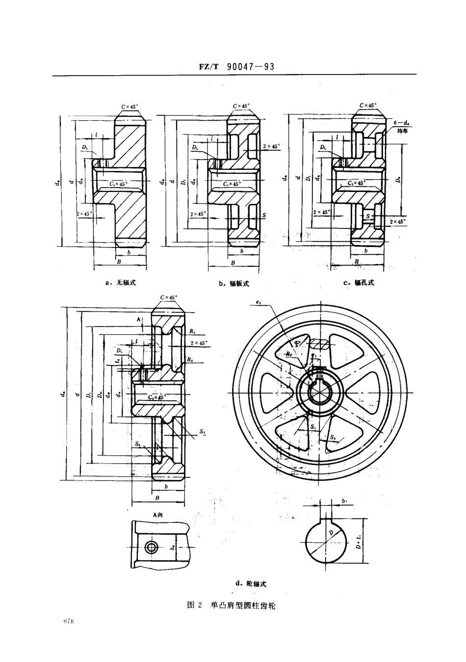【纺织行业标准】FZT 90047-1993 圆柱齿轮结构型式及尺寸.pdf_第2页