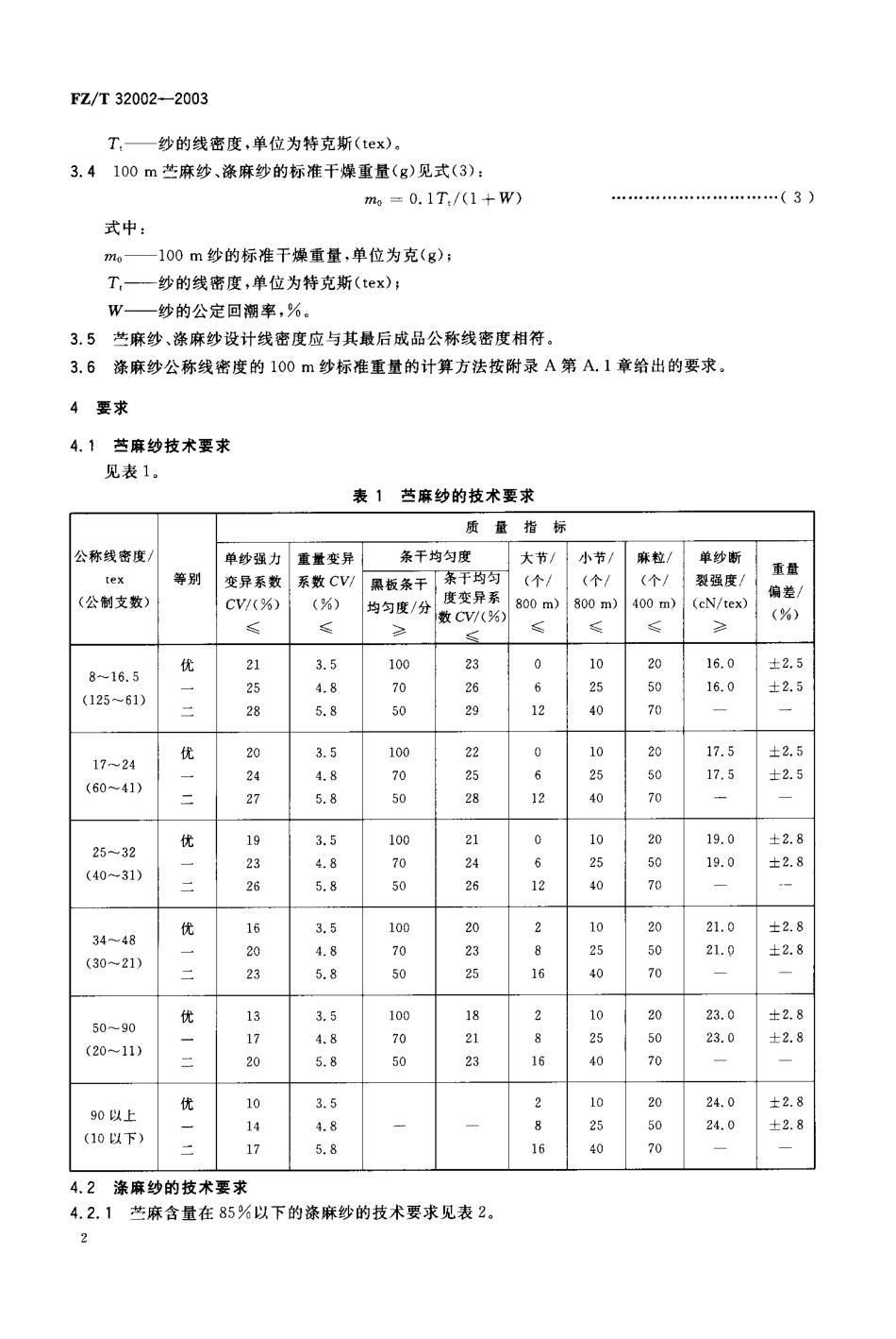 【纺织行业标准】FZT 32002-2003 苎麻本色纱.pdf_第3页