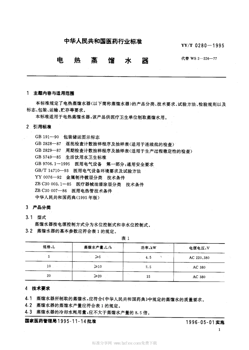 【医药行业标准】YYT 0280-1995 电热蒸馏水器.pdf_第2页
