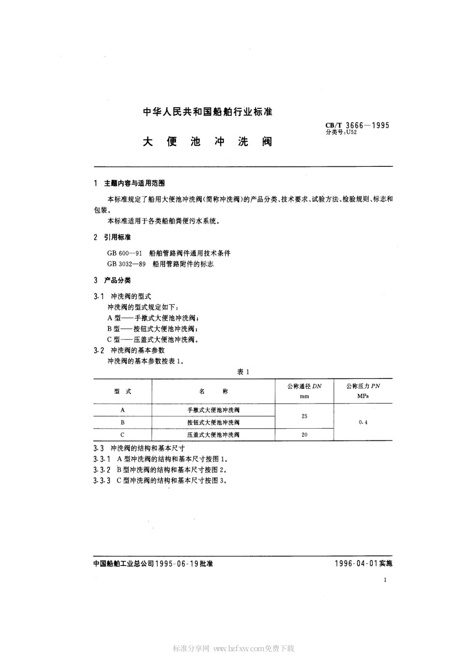【船舶行业标准】CBT 3666-1995 大便池冲洗阀.pdf_第2页