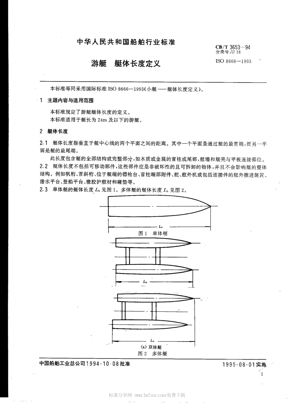 【船舶行业标准】CBT 3653-1994 游艇艇体长度定义.pdf_第2页
