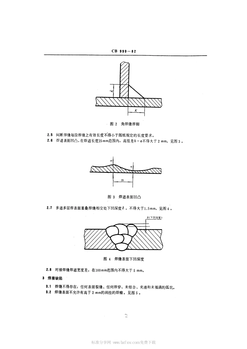 CB 999-1982 船体焊缝表面质量检验标准.pdf_第2页