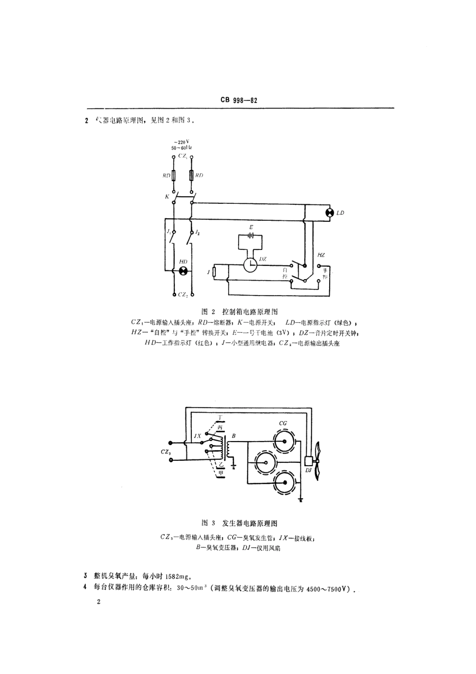 CB 998-1982 CYF-1型臭氧发生器.pdf_第3页
