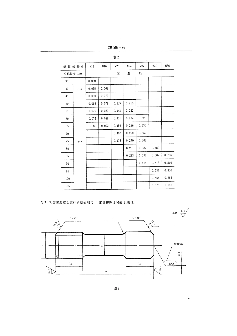 CB 908-1996 舷侧附件安装用螺柱和螺母规范.pdf_第3页