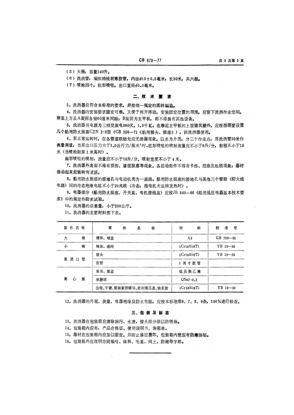 CB 879-1977 船用洗消器技术条件.pdf_第3页