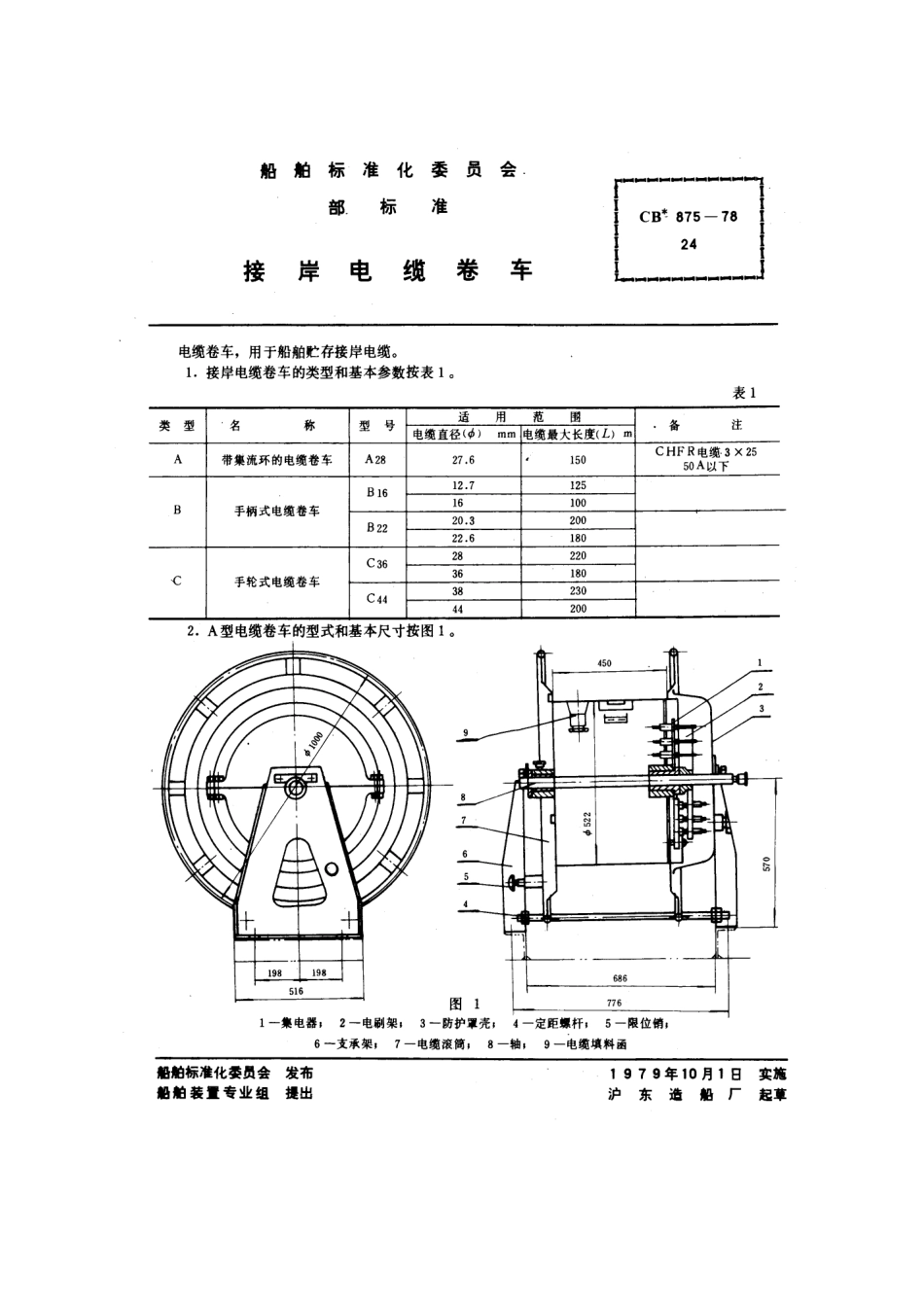 CB 875-1978 接岸电缆卷车.pdf_第1页