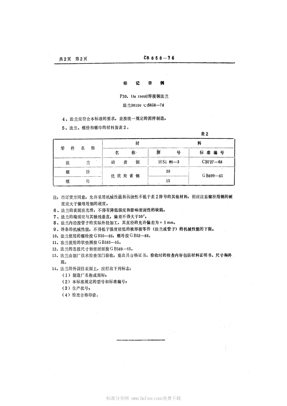 CB 858-1976 P30焊接铜法兰.pdf_第2页