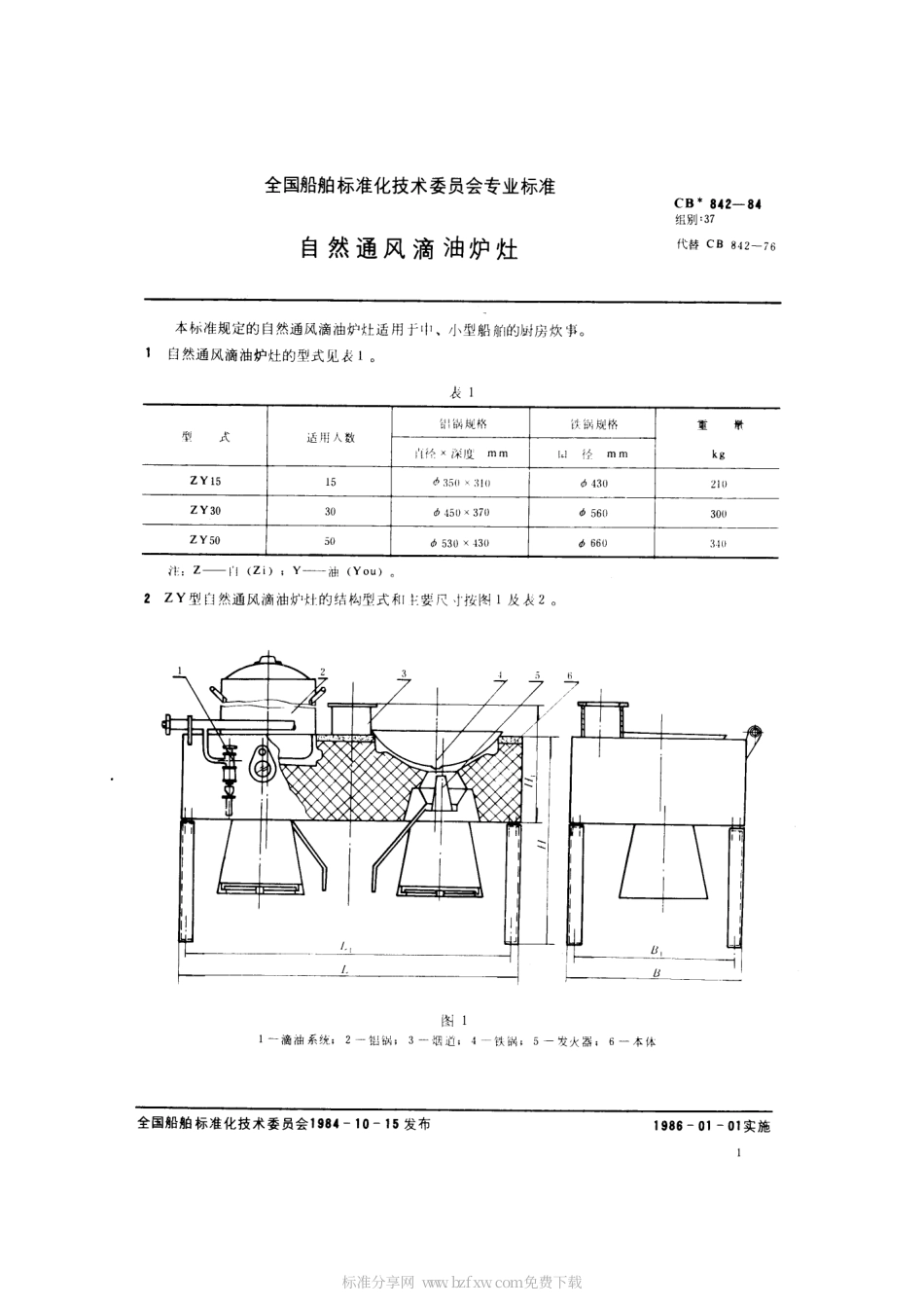 CB 842-1984 自然通风滴油炉灶.pdf_第2页