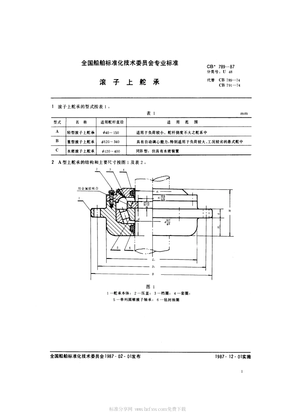 CB 789-1987 滚子上舵承.pdf_第2页