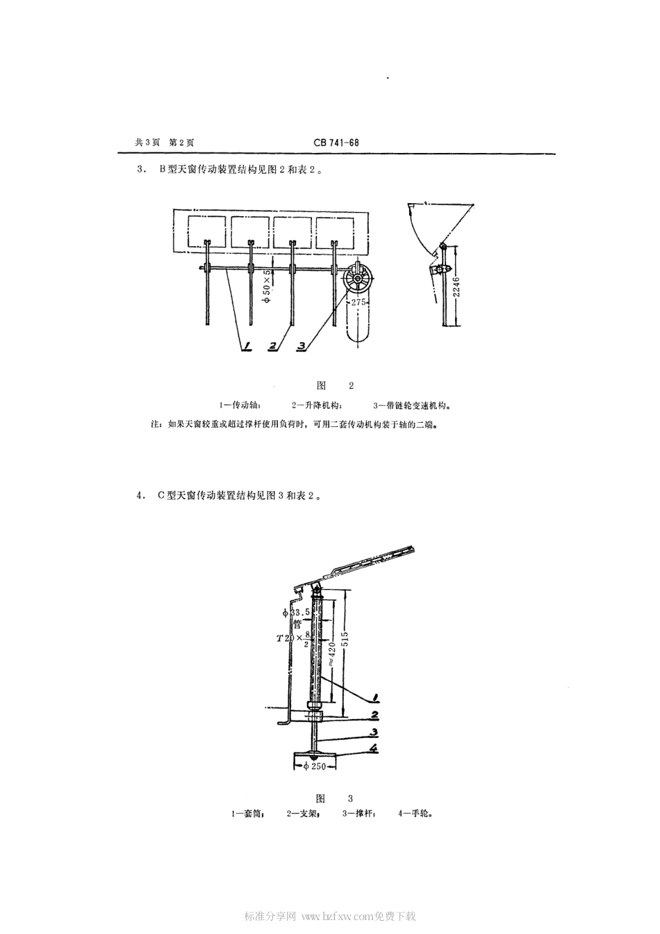 CB 741-1968 天窗传动装置分类和一般技术条件.pdf_第2页