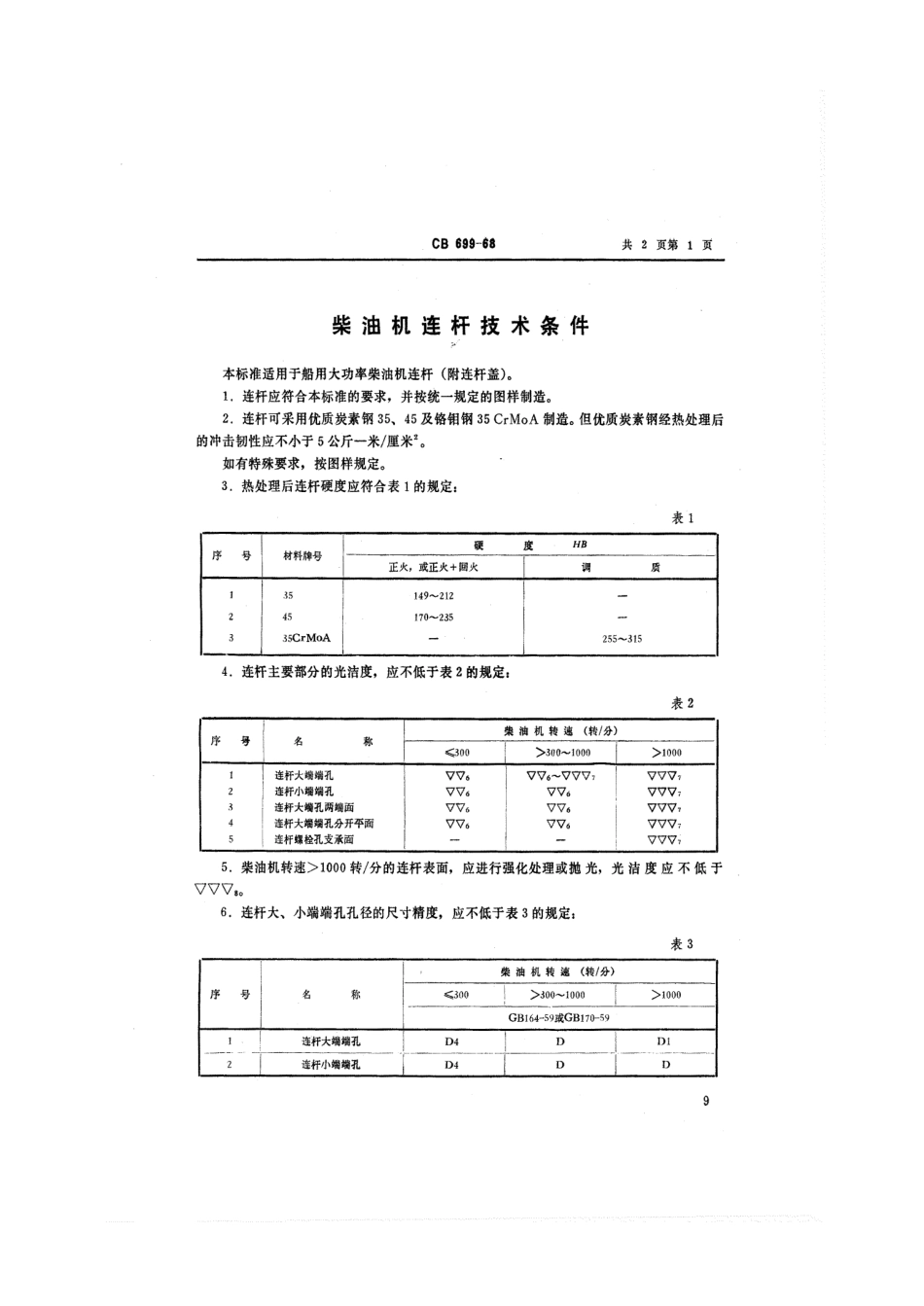CB 699-1968 柴油机连杆技术条件.pdf_第1页