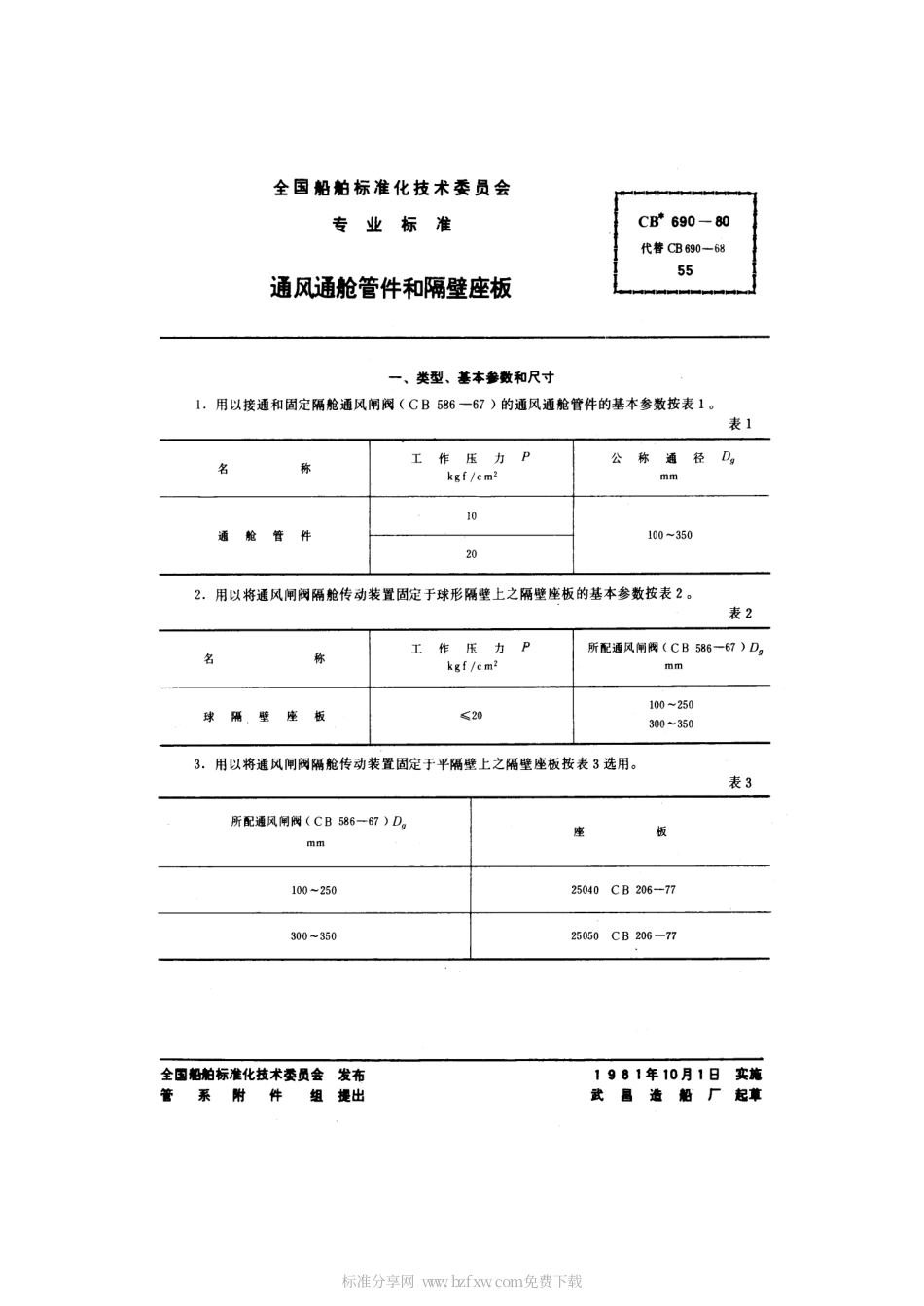 CB 690-1980 通风通舱管件和隔壁座板.pdf_第2页