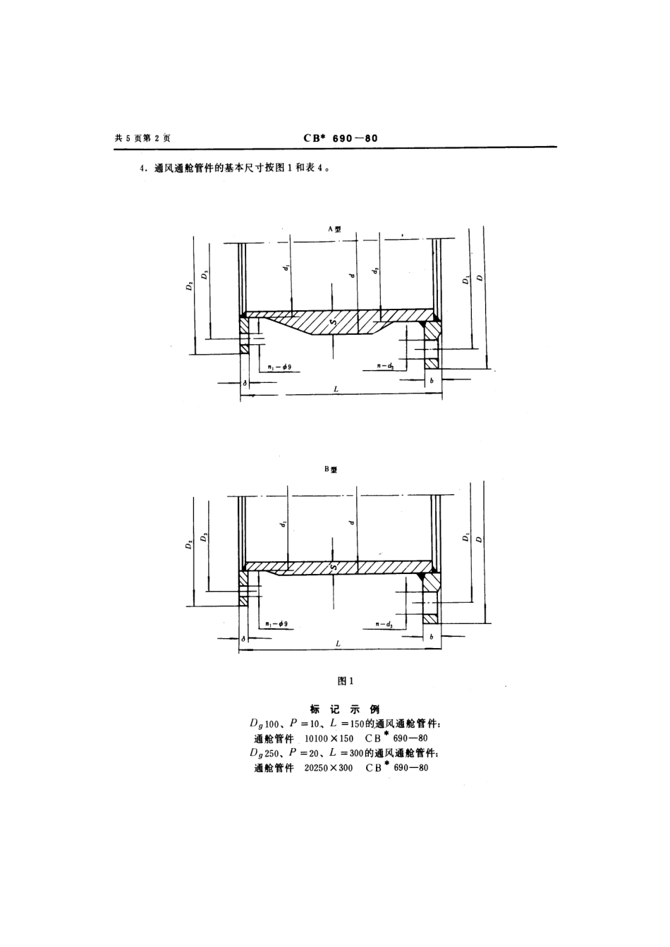 CB 690-1980 通风通舱管件和隔壁座板.pdf_第3页