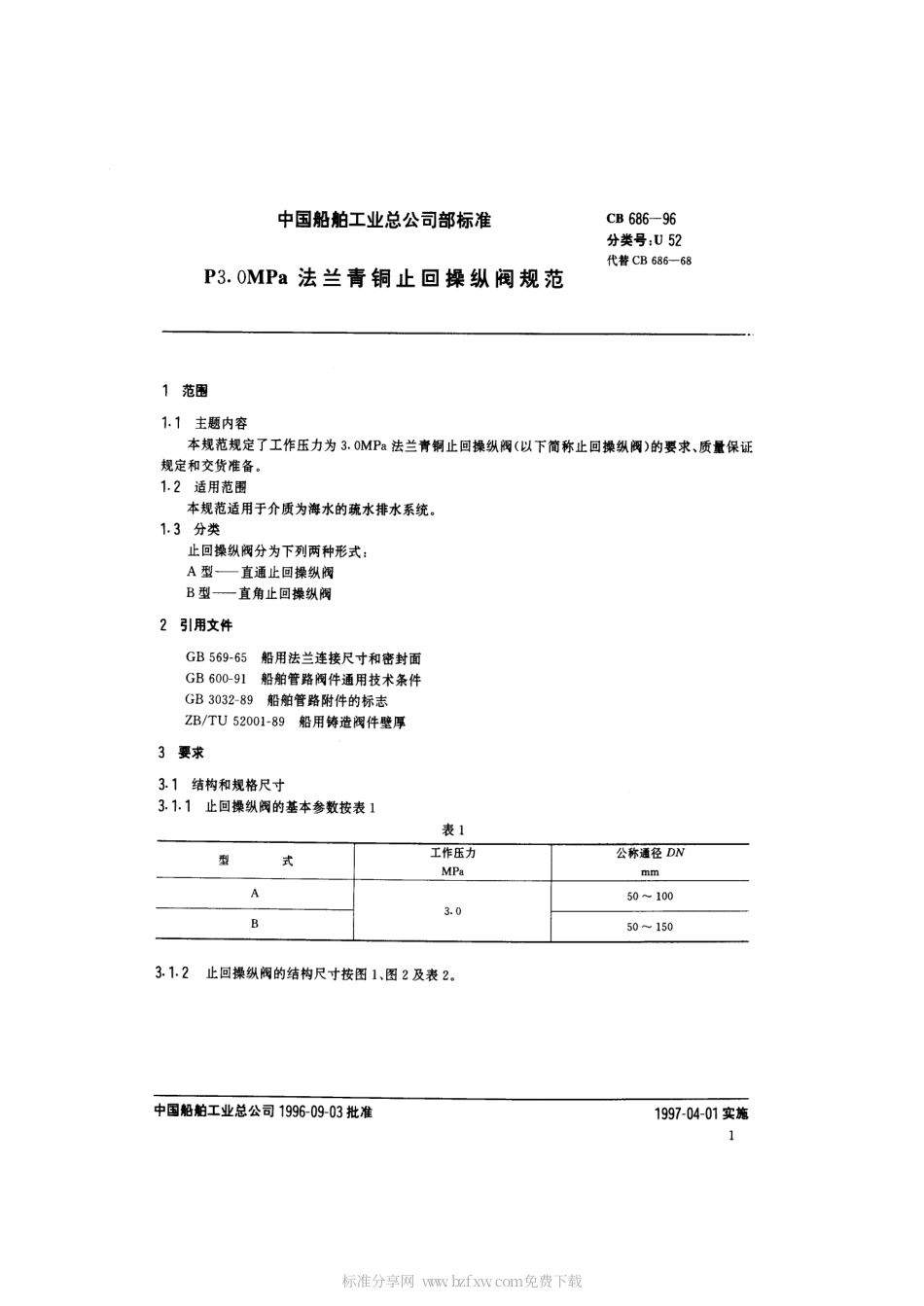 CB 686-1996 法兰青铜止回操纵阀规范.pdf_第2页