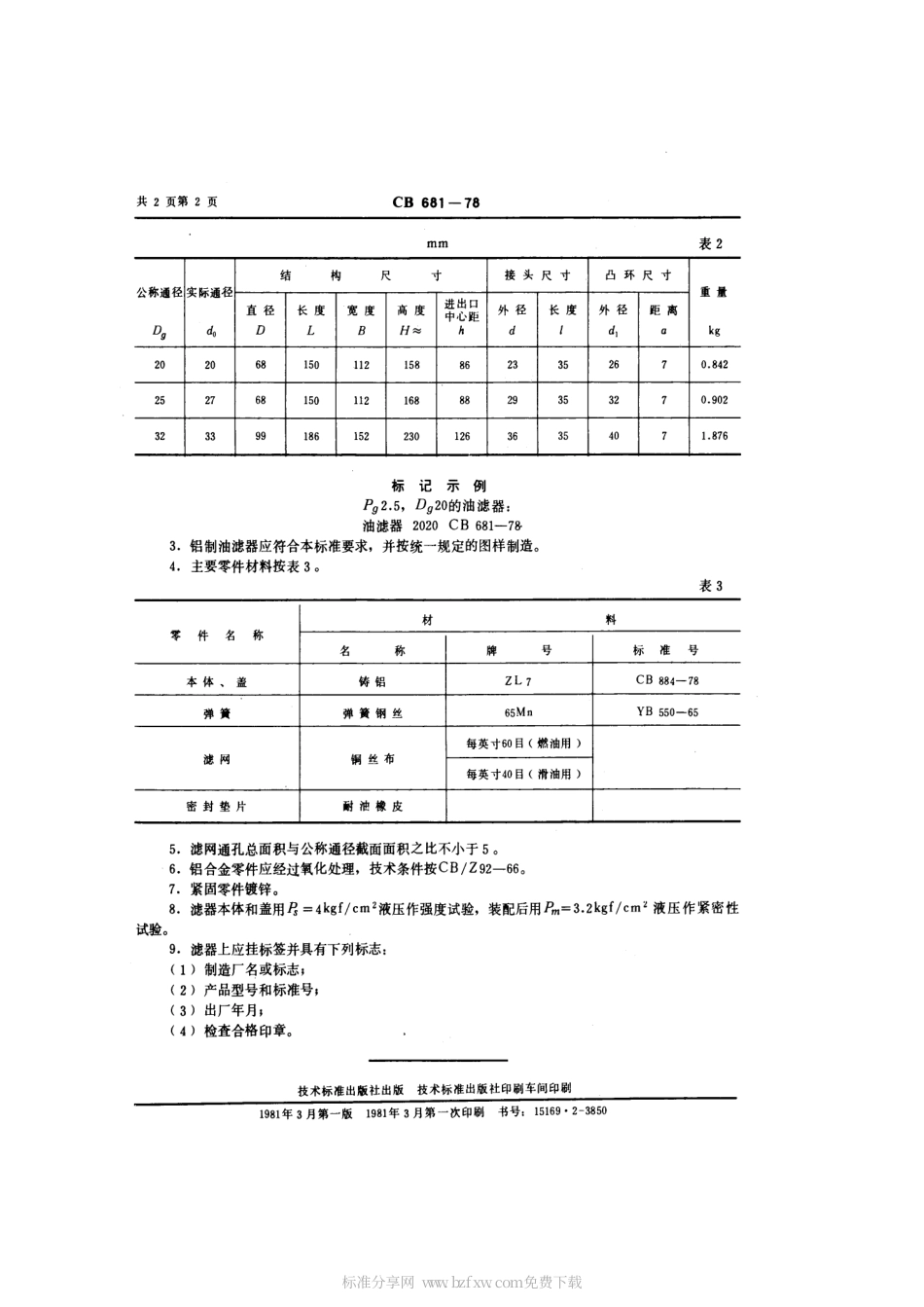 CB 681-1978 铝制油滤器.pdf_第2页