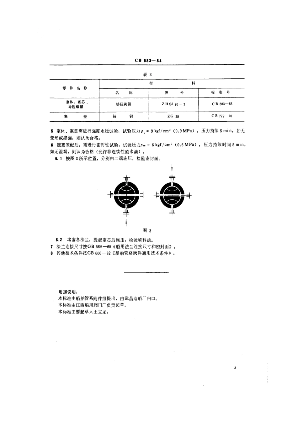 CB 583-1984 法兰黄铜四通旋塞.pdf_第3页