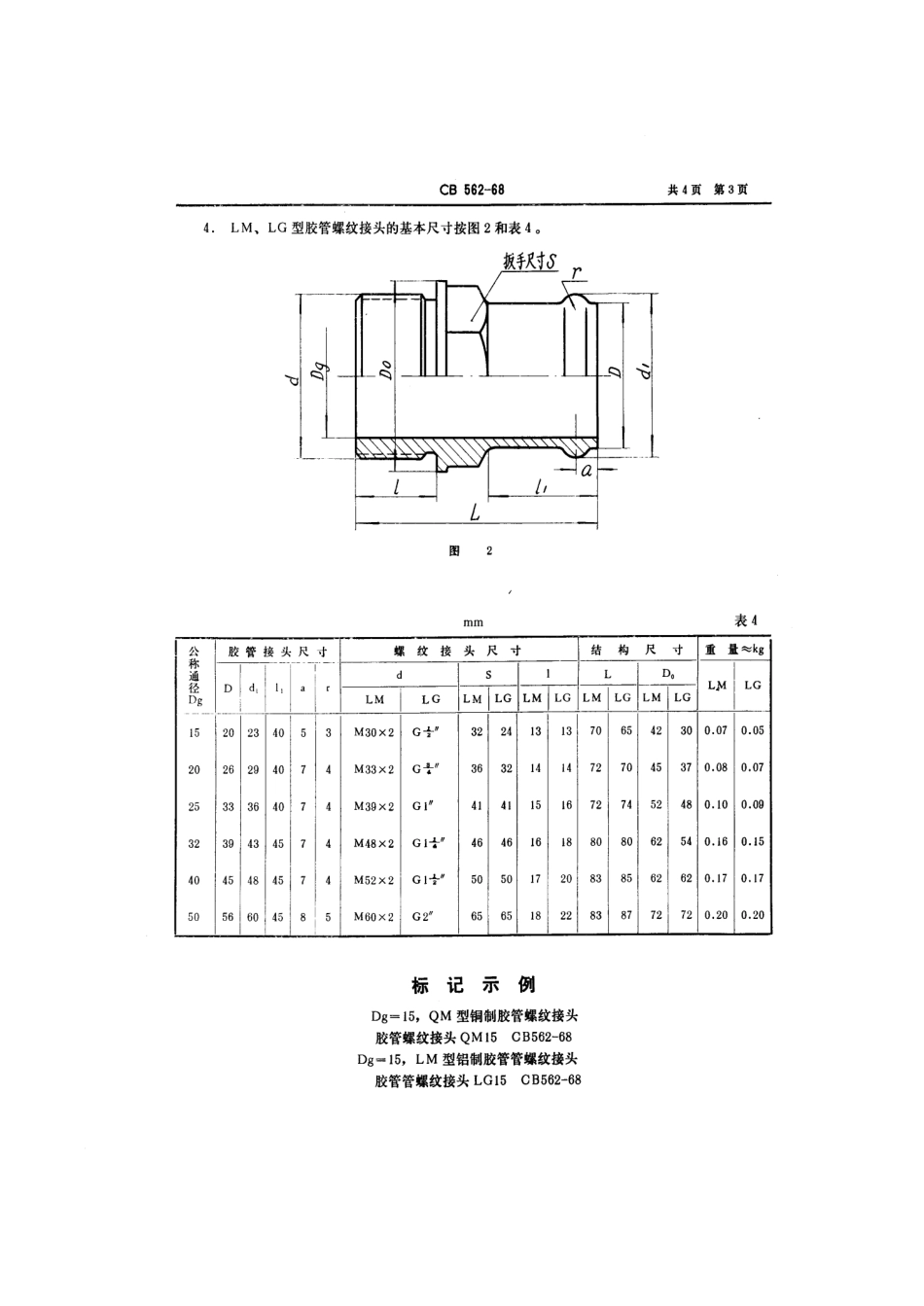 CB 562-1968 胶管螺纹接头.pdf_第3页