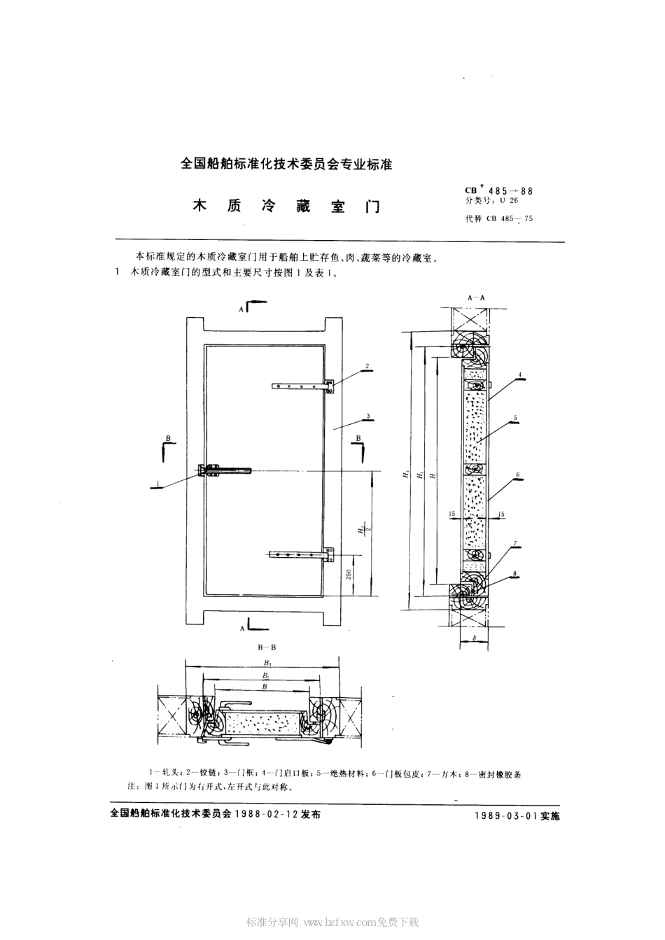 CB 485-1988 木质冷藏室门.pdf_第2页