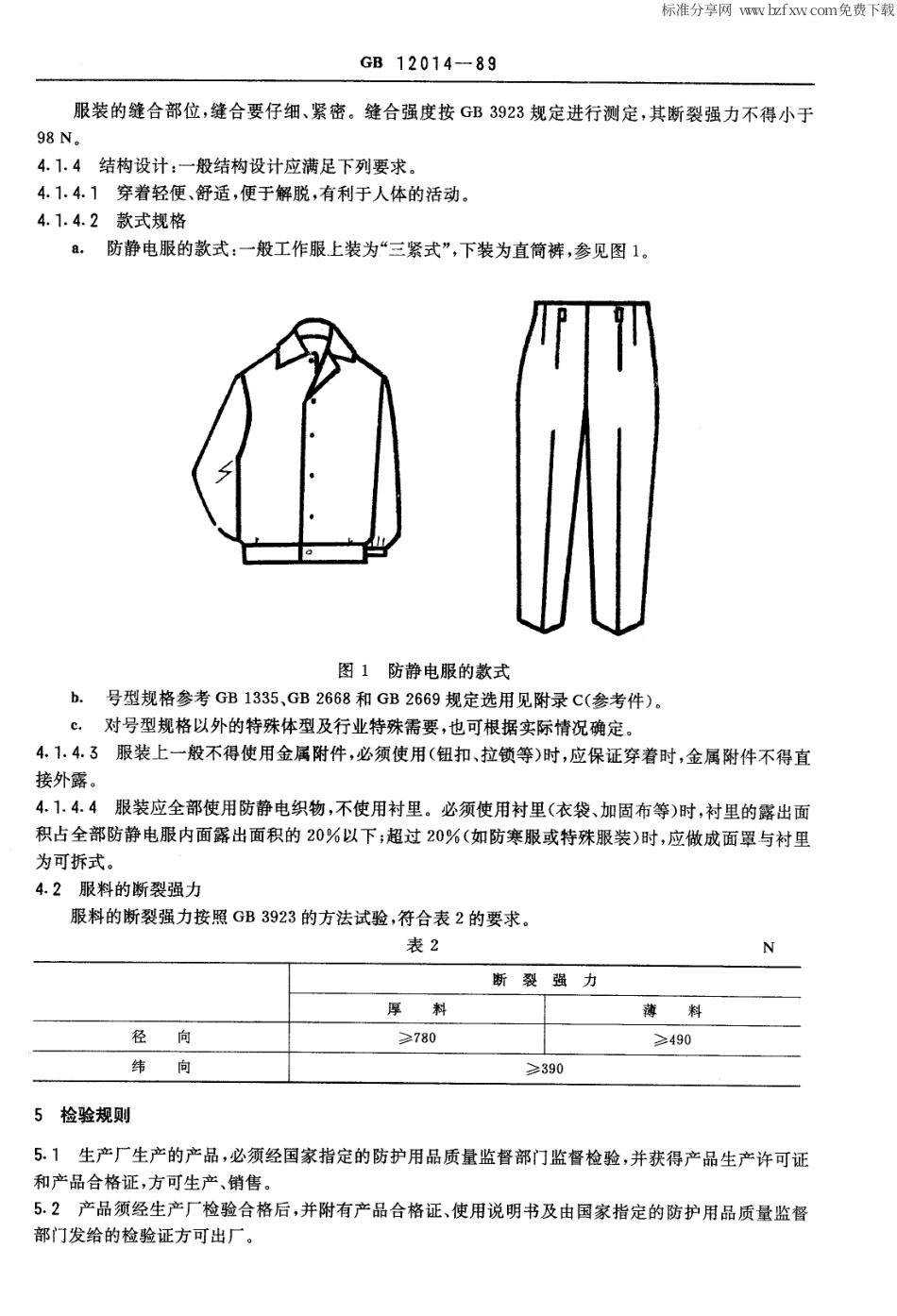 GB 12014-1989 防静电工作服.pdf_第2页