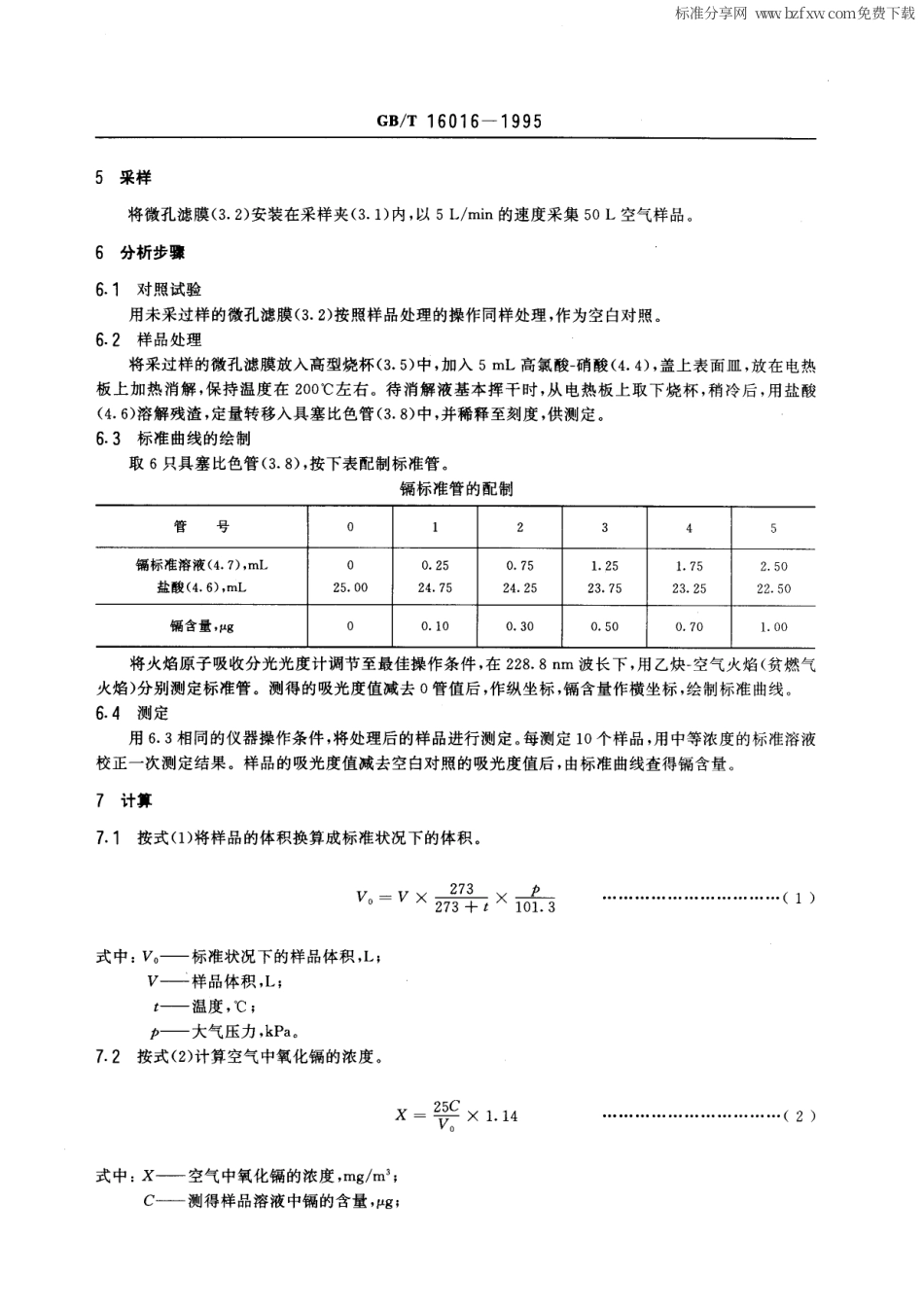 GBT 16016-1995 车间空气中氧化镉的火焰原子吸收光谱测定方法.pdf_第2页