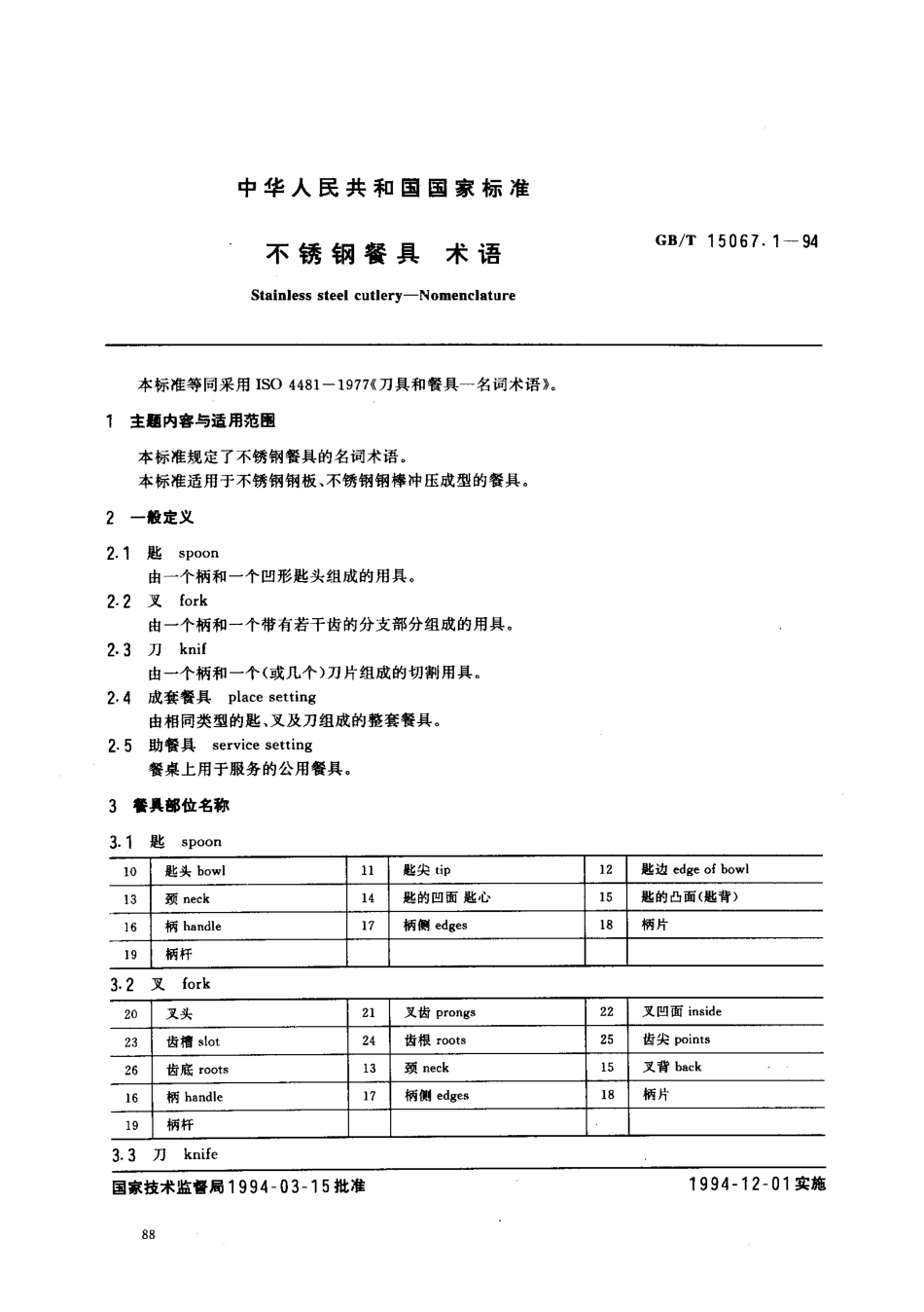 GBT 15067.1-1994 不锈钢餐具 术语.pdf_第1页