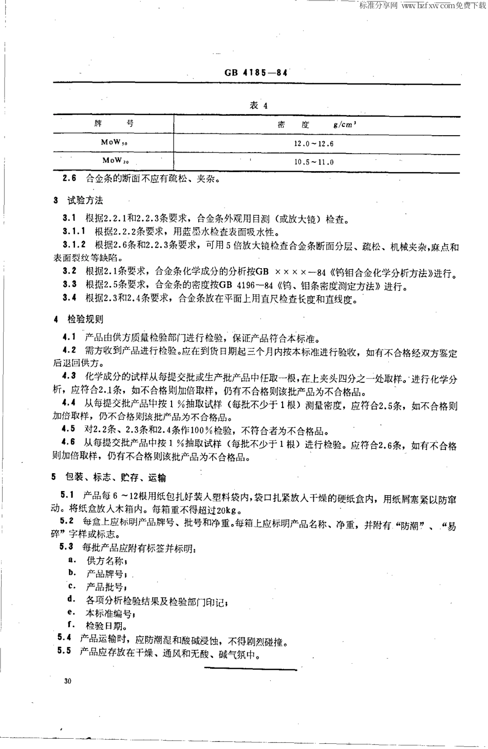 GBT 4185-1984 钼钨合金条.pdf_第2页