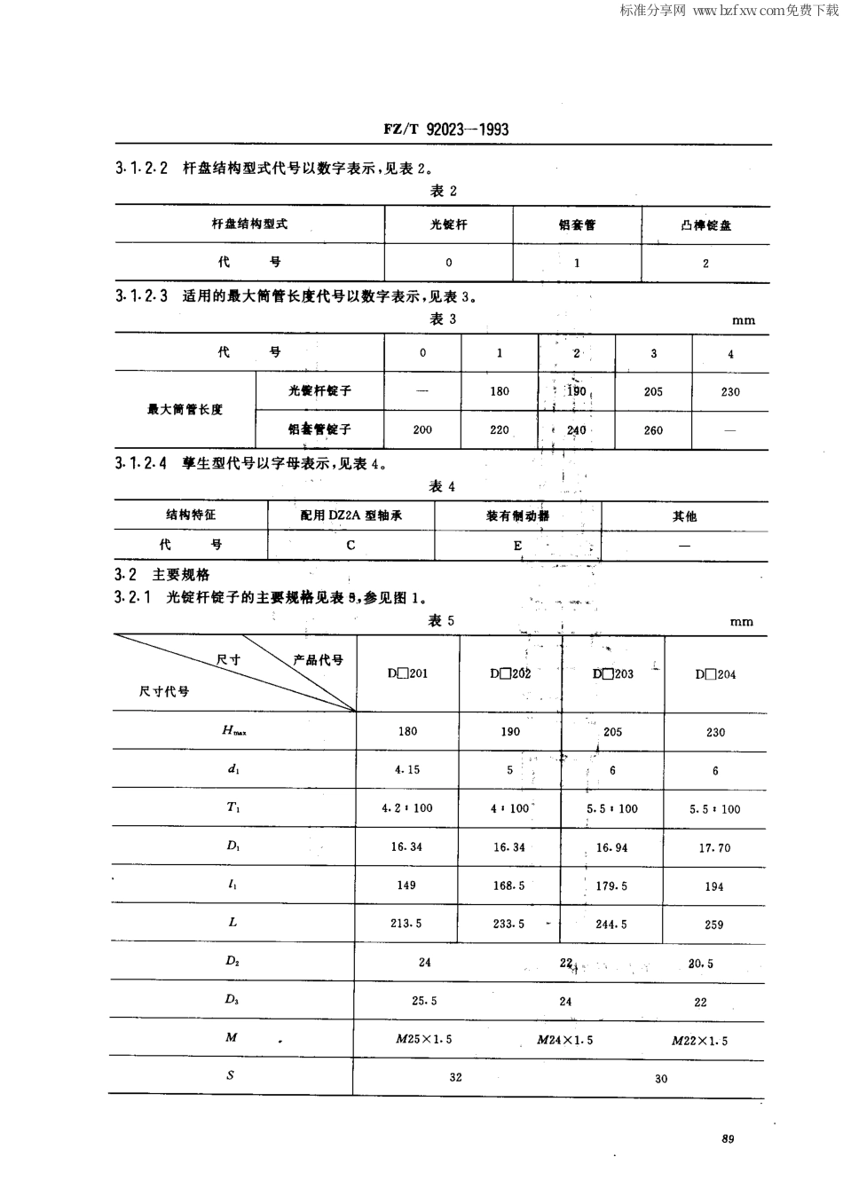【纺织行业标准】FZT 92023-1993 棉纺环细纱锭子.pdf_第2页