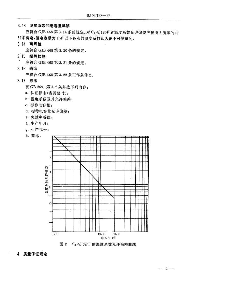 【电子行业军用标准】SJ 20193-1992 CCK401型有可靠性指标的瓷介固定电容器详细规范.pdf_第3页