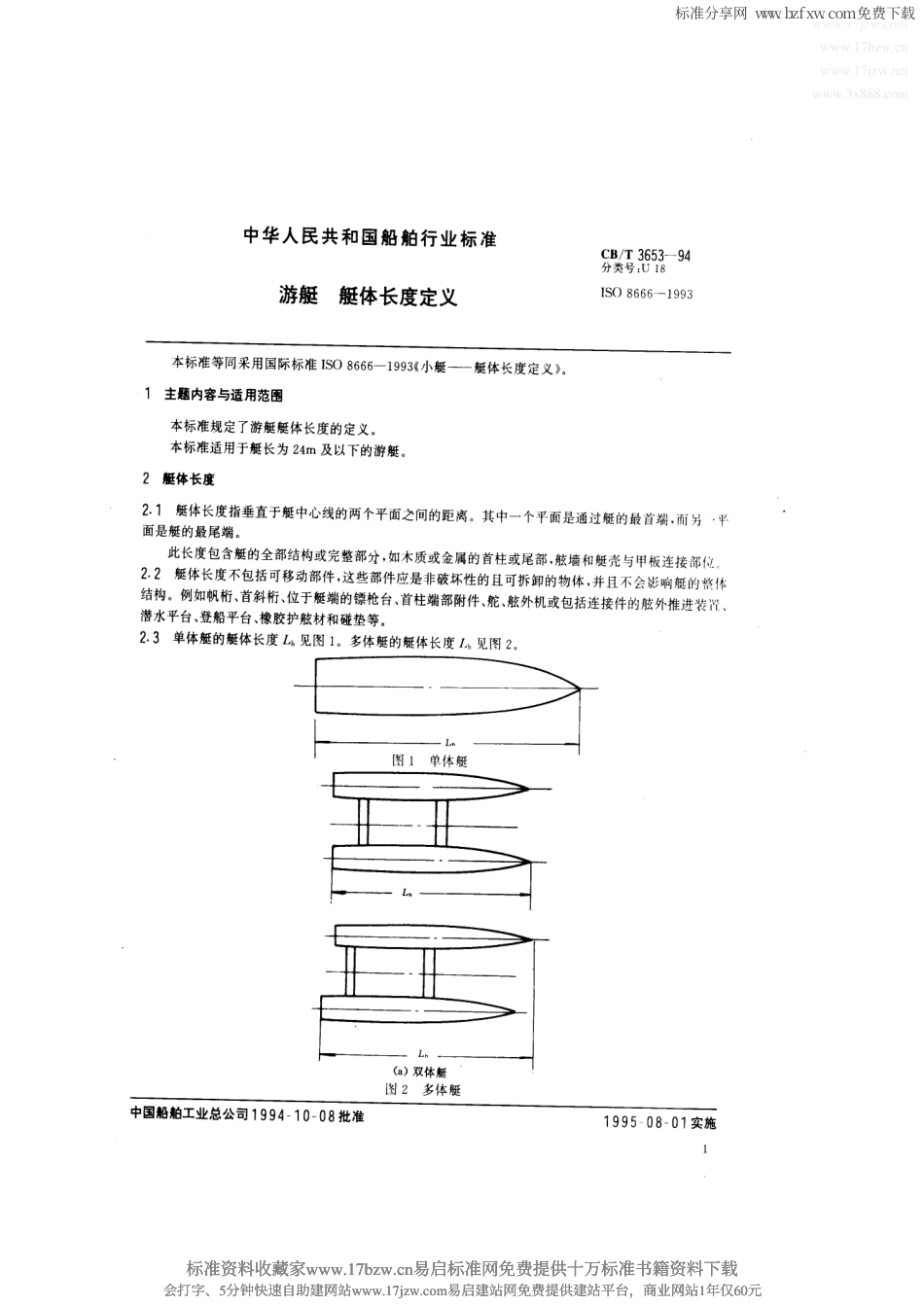 【船舶行业标准】CBT 3653-1994 游艇--艇体长度定义.pdf_第2页