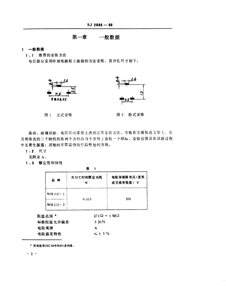 SJ 2683-1986 电子元器件详细规范 WH112型 预调电位器 评定水平E.pdf_第3页