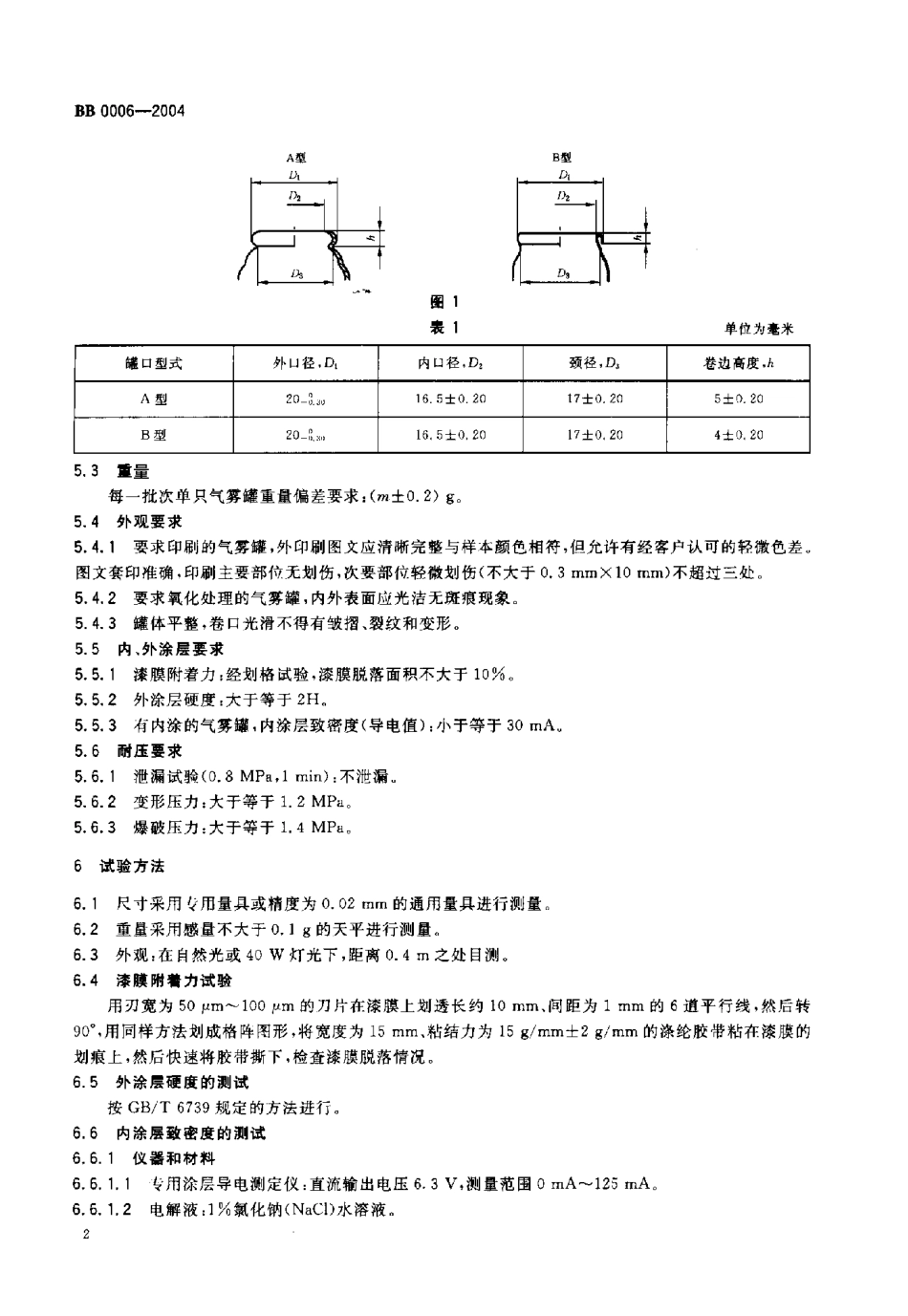 BB 0006-2004 包装容器 20mm口径铝气雾罐.pdf_第3页