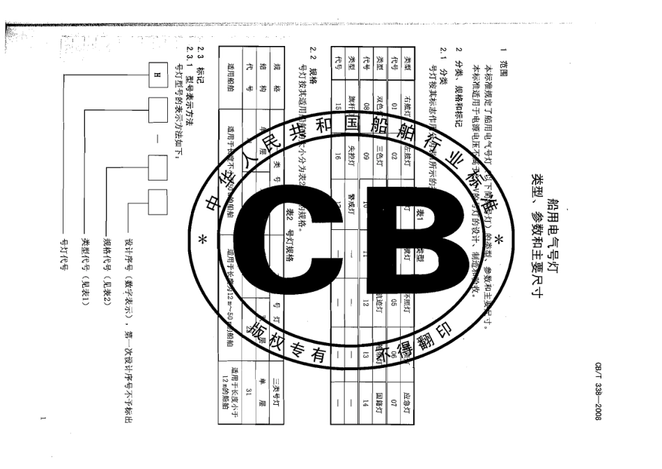 CBT 338-2008 船用电气号灯类型、参数和主要尺寸.pdf_第3页