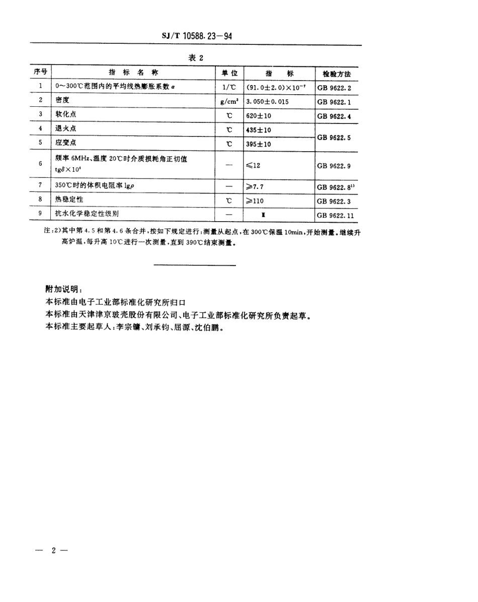 【电子行业军用标准】SJT 10588.23-1994 【地方标准】DB-489型电子玻璃技术数据.pdf_第2页