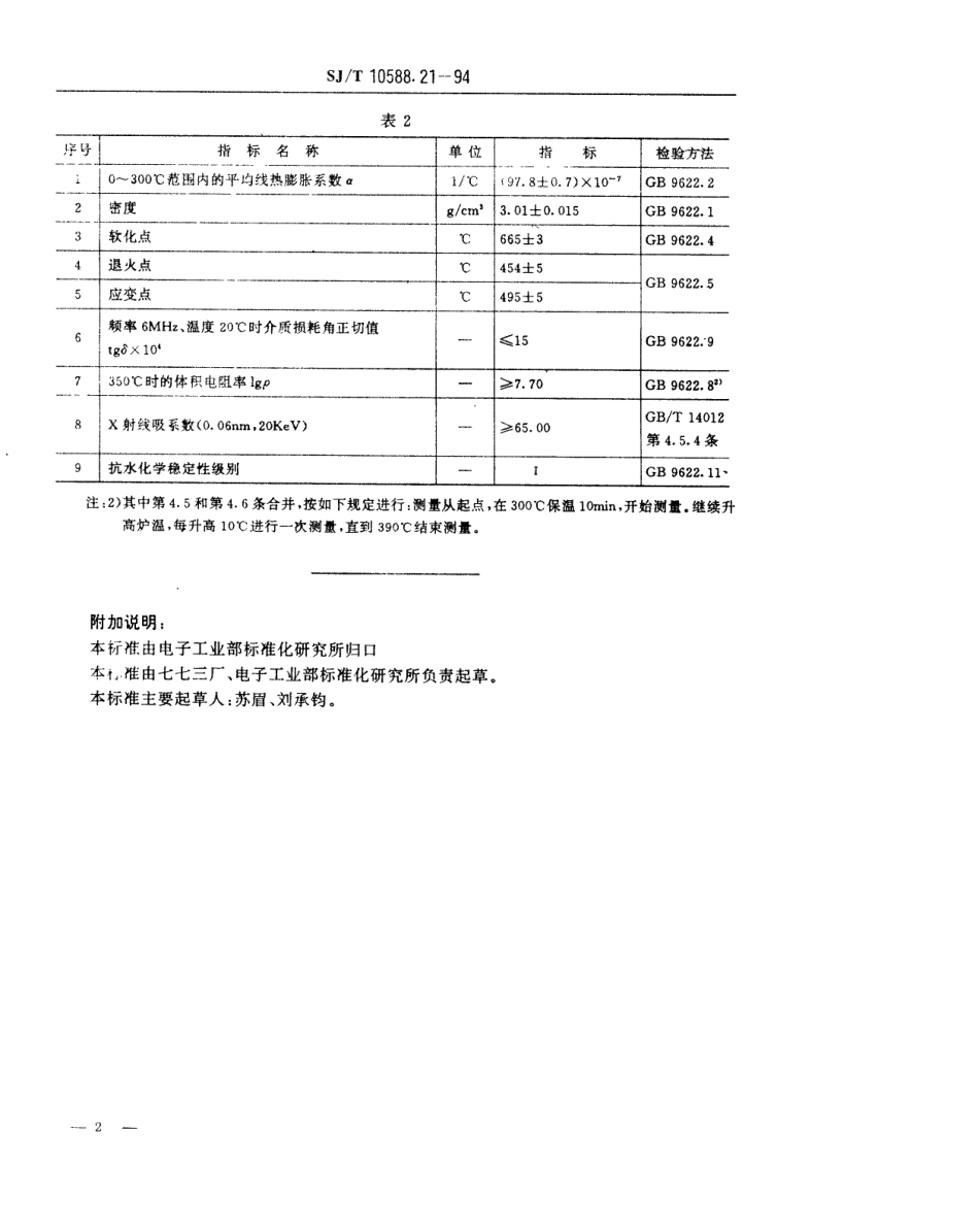 【电子行业军用标准】SJT 10588.21-1994 【地方标准】DB-474型电子玻璃技术数据.pdf_第2页