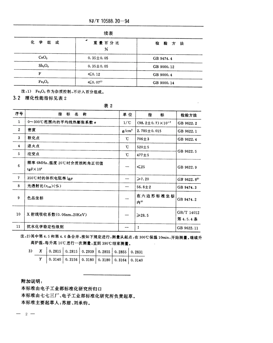 【电子行业军用标准】SJT 10588.20-1994 【地方标准】DB-473型电子玻璃技术数据.pdf_第2页