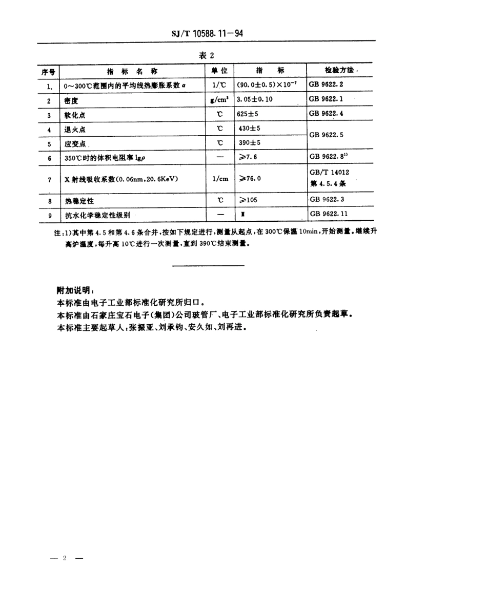 【电子行业军用标准】SJT 10588.11-1994 【地方标准】DB-436型电子玻璃技术数据.pdf_第2页