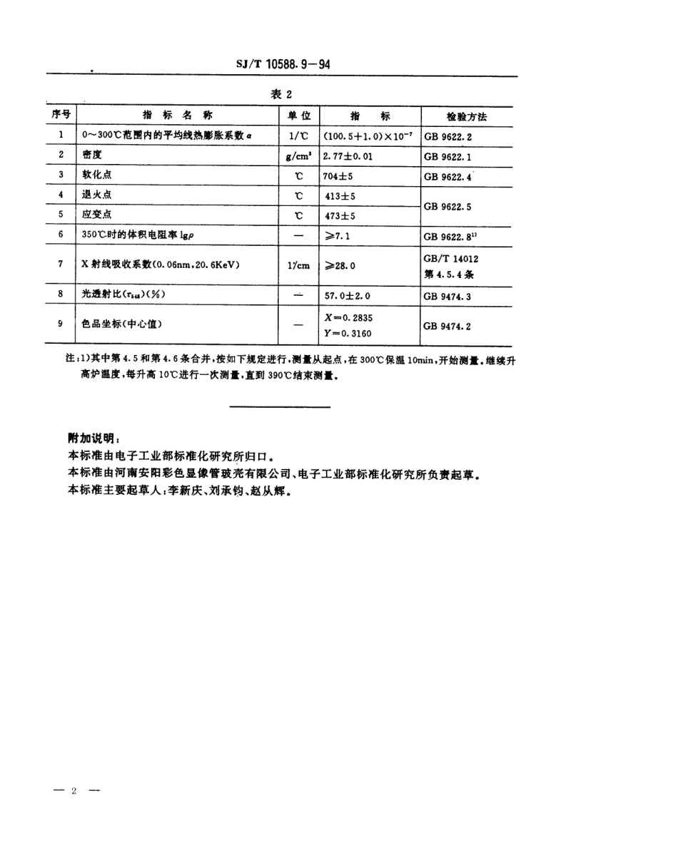【电子行业军用标准】SJT 10588.9-1994 【地方标准】DB-428型电子玻璃技术数据.pdf_第2页