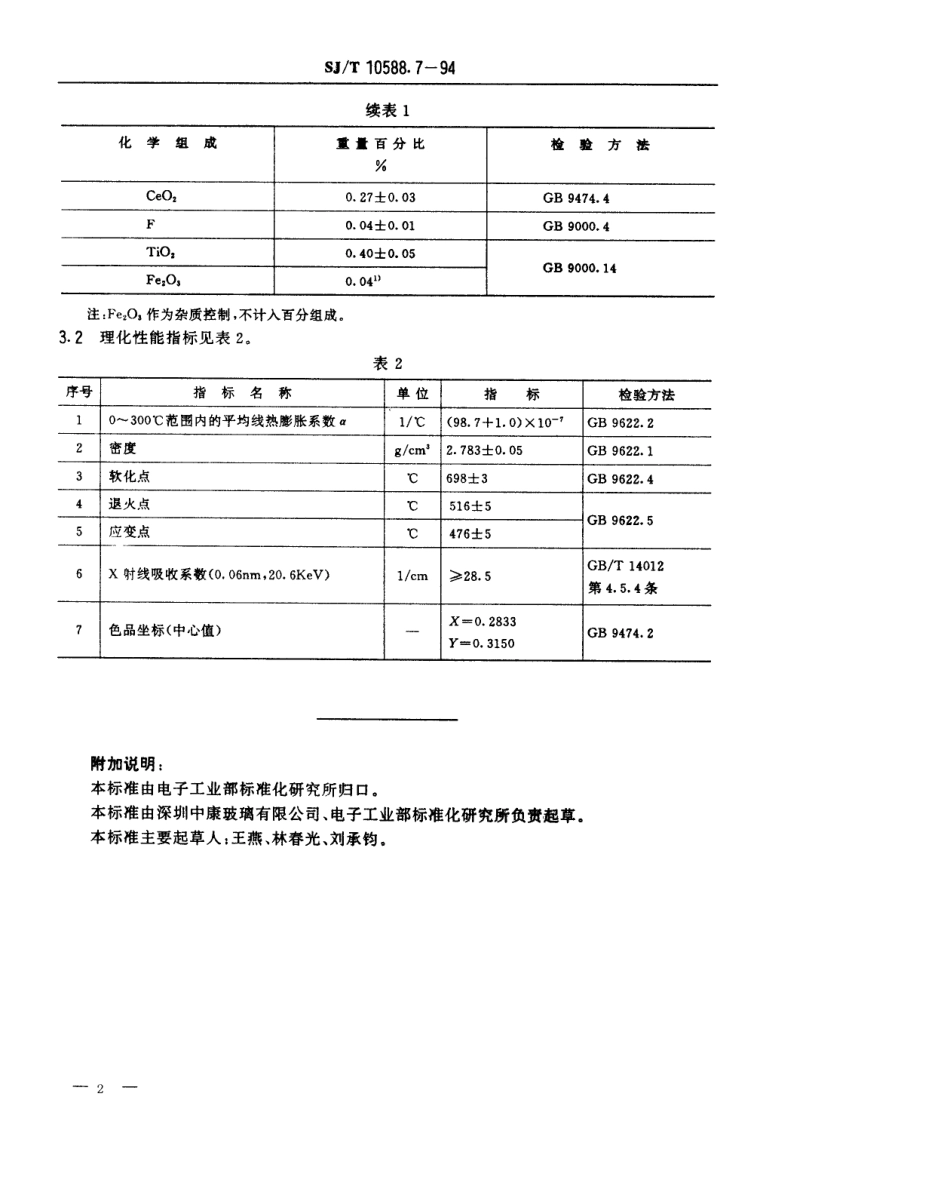 【电子行业军用标准】SJT 10588.7-1994 【地方标准】DB-423型电子玻璃技术数据.pdf_第2页