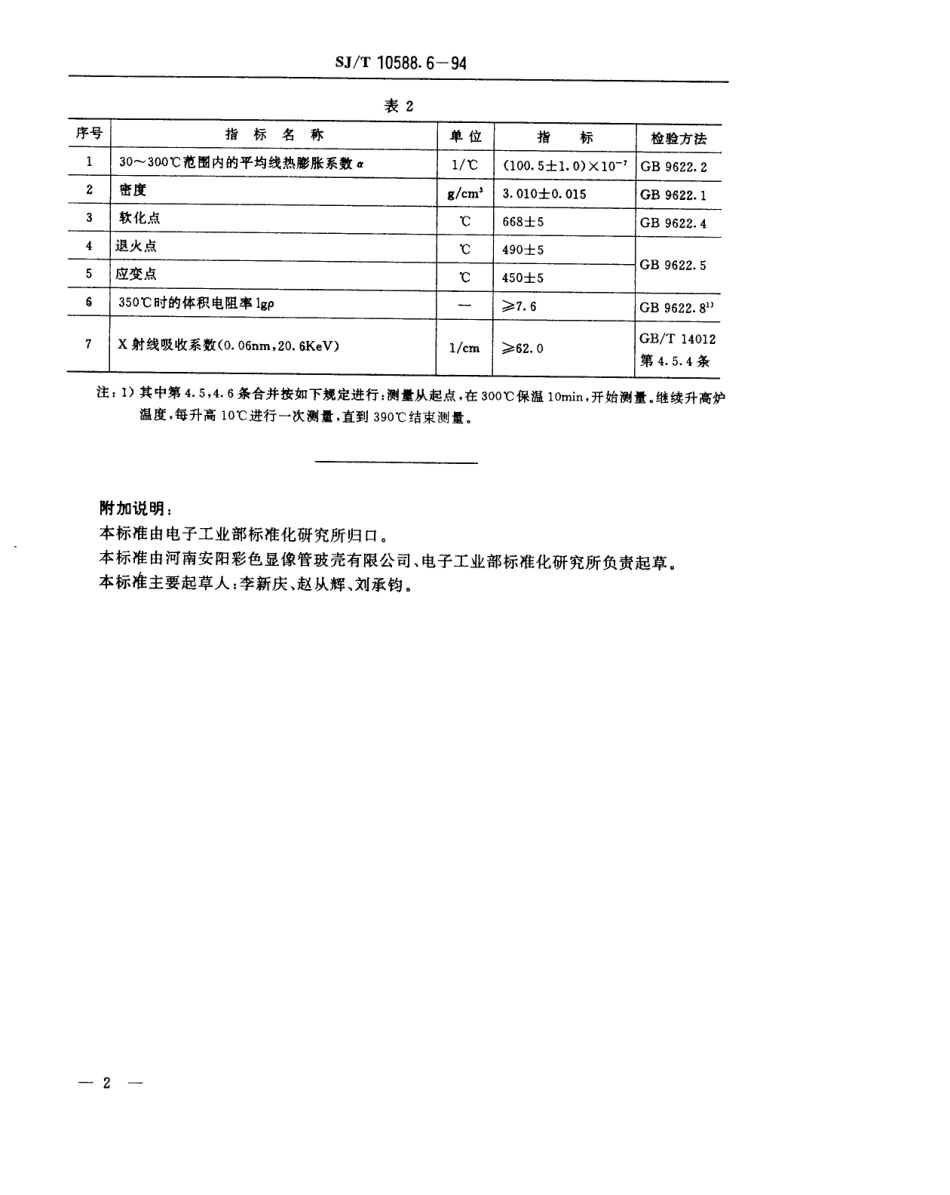 【电子行业军用标准】SJT 10588.6-1994 【地方标准】DB-422型电子玻璃技术数据.pdf_第2页