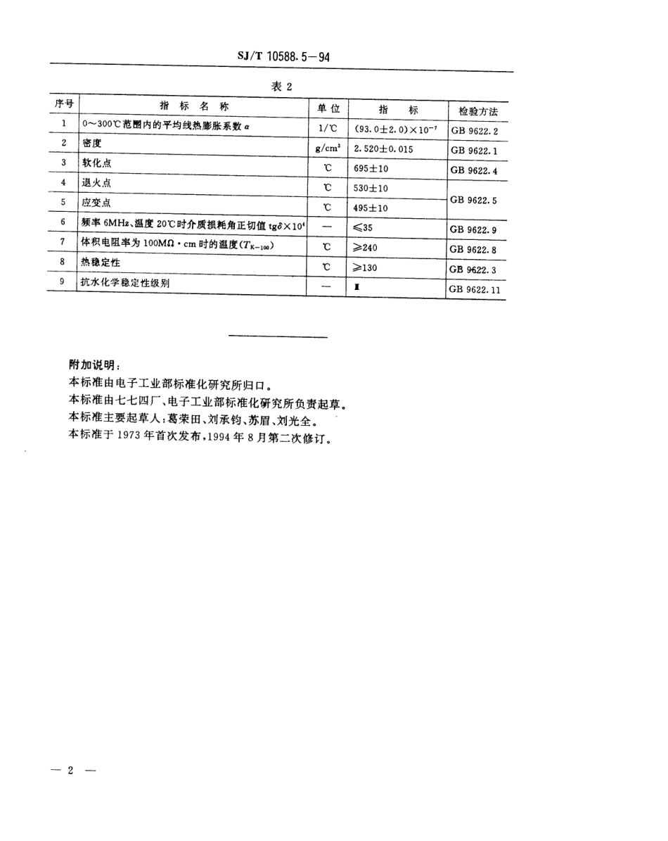 【电子行业军用标准】SJT 10588.5-1994 【地方标准】DB-413型电子玻璃技术数据.pdf_第2页