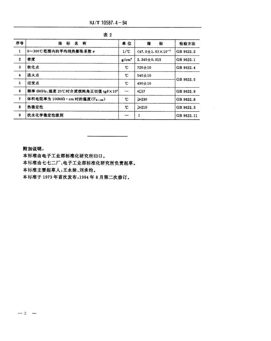 【电子行业军用标准】SJT 10587.4-1994 DM-346型电子玻璃技术数据.pdf_第2页